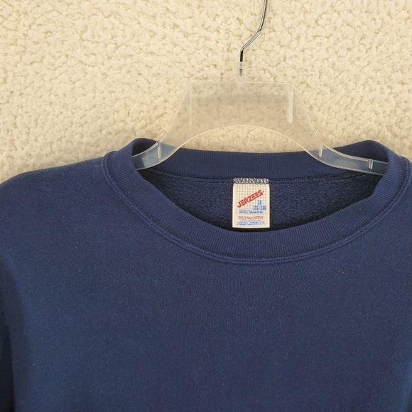 Vtg Y2K Jerzees Russell Navy Sweatshirt Mens 3XL Blank Heavyweight Normcore USA - Picture 6 of 9